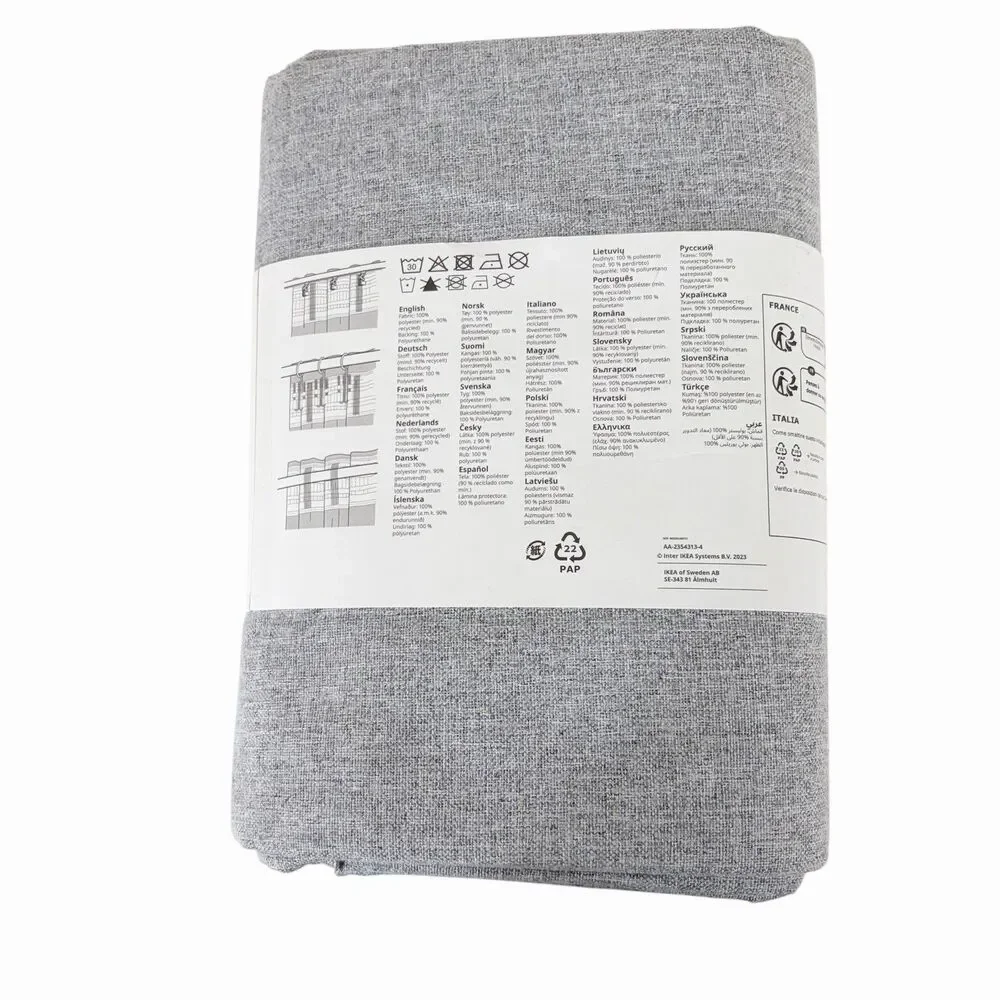 ROSENMANDEL Black-out Curtains 1 Pair Lt Gray With Heading Tape Lining 53”x98”